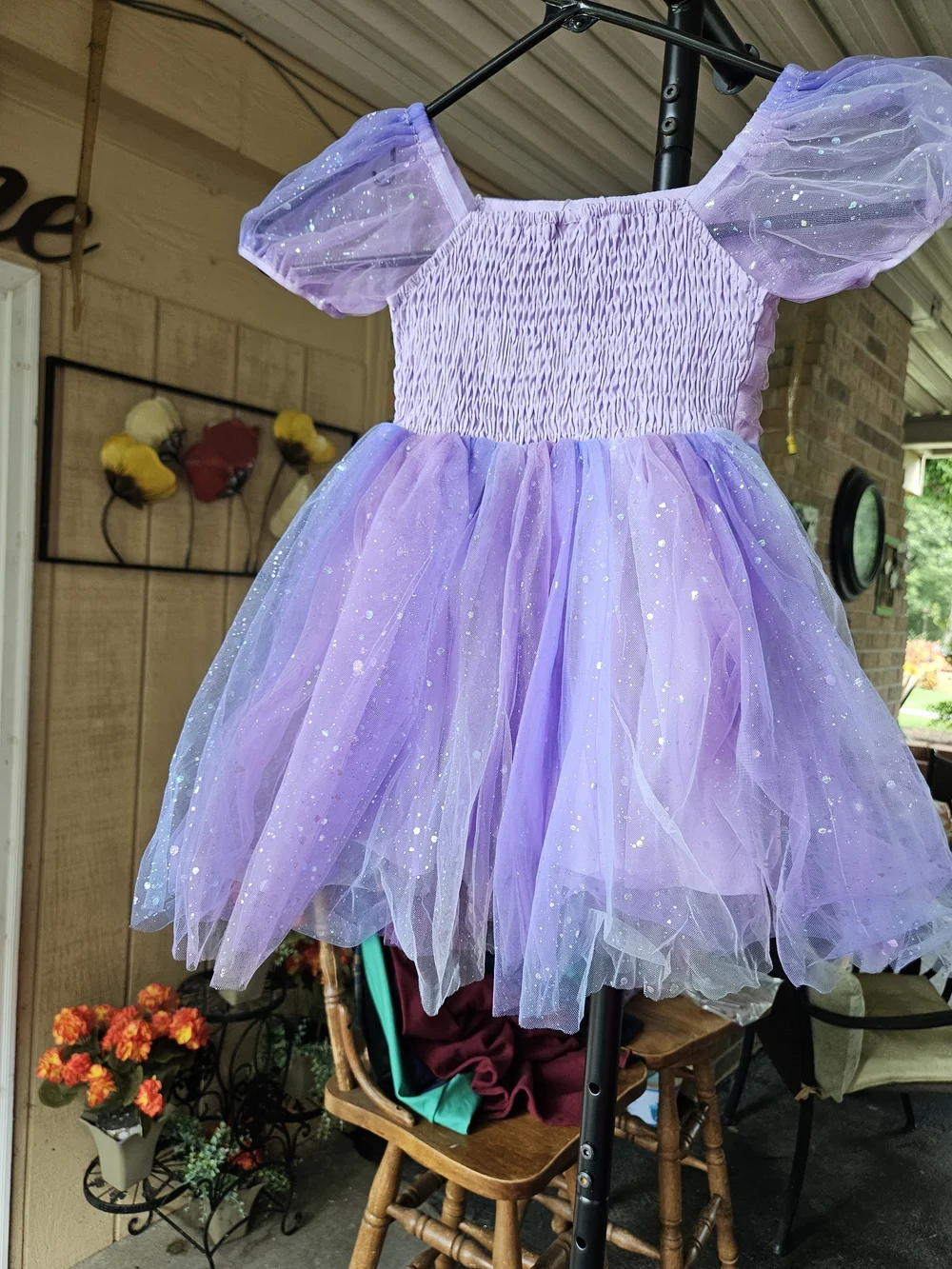 Purple Glitter Tulle Kids Costume Dress
